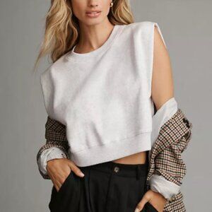 Anthropologie Cropped Sleeveless Gray Sweatshirt
